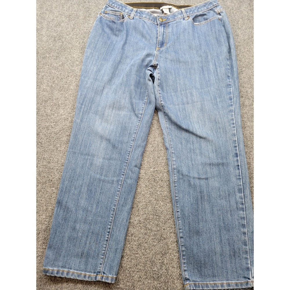 Catherines True Fit Straight Leg Jeans 16W Medium Wash Blue Denim Stretch Pants